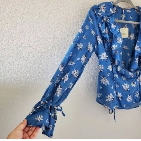Free People Amanda Ruffle Top in Cool Combo - Picture 8 of 13